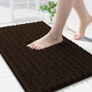 Arotive Luxury Chenille Bathroom Rug Mat, Extra Soft Thick Absorbent Shaggy Bath Rugs, Non-Slip Machine Wash Dry, Plush Bath Mats for Bathroom, Shower and Tub, 36x24, Brown