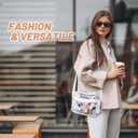 2 x Women's See Through Messenger Bag Clear Stadium Work Crossbody Shoulder Purse (Beige White)