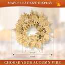 Artificial DIY Fall Wreath for Front Door - 18" Maple Leaf Autumn Wreath, Thanksgiving Decor for Indoor Outdoor Window Wall Door (Yellow)