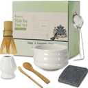 Matcha Whisk Set, 7 Pcs Matcha Kit, Premium Ceramic Matcha Set, Whisk and Bowl, Sifter, Cup Holder, Bamboo Scoop, Tea Plucking, Tea Towel, Matcha Lovers (White)