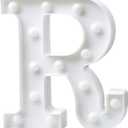 VintageLED Letter Lights, Alphabet Marquee Letters Sign LED Marquee Number Lights Sign for Night Light,Christmas Lamp Home Bar Initials Decor (R)
