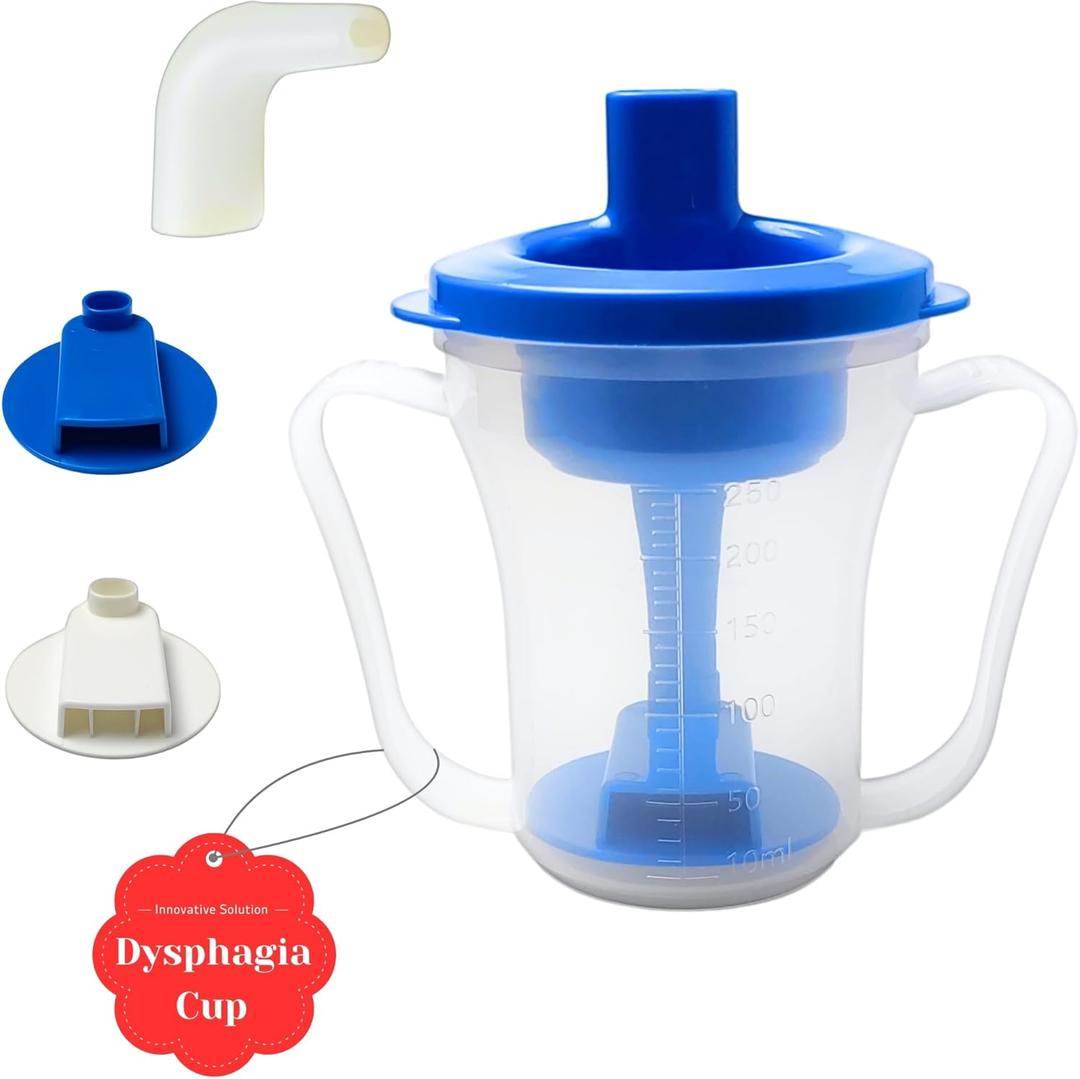 Dysphagia Cup for Adults - Slow Flow Cup for Dysphagia for Adults with 5cc 10cc Sip Control, Dysphagia Regulating Drinking Cup for Swallowing Difficulties, Spill-Proof for Elderly