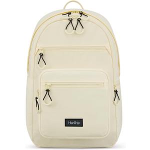 HanTrip Carry On Travel Backpack For Women, 18 Inch Water Resistant Large Backpack Lightweight Bookbag For Men, 8x14x18 Personal Item Bag Casual Daypack Backpacks For Work Office Commuter (Offwhite)