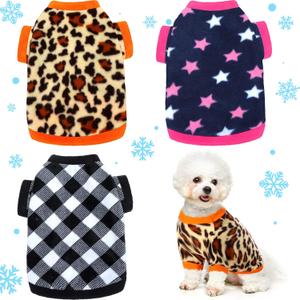 3 Pcs Dog Sweaters for Small Dog Winter Clothes Soft Fleece Puppy Clothes Warm Shirt Colorful Thickening Pajamas for Christmas Outfits for Small Pets Cat Pup Chihuahua Teddy, L