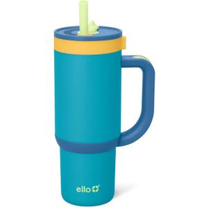 Ello Oasis 18oz Kids Tumbler with Handle & Retracting Straw, 100% Leakproof Reusable Insulated Stainless Steel Cup, Gifts for Teens Girls Boys, Keeps cold for 18 Hours, Cup Holder Friendly, Glacier
