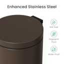 Cesun 1.2 Gallons Small Brown Trash Can, Bathroom Garbage Can with Lid and Foot Pedal, Mini Round Wastebasket for Bathroom, Bedroom, Office, 4.5 Liters / 1.2 Gallons, Brown