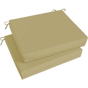 Basic Beyond Outdoor Chair Cushions Set of 2, Square Corner Outdoor Cushions for Patio Furniture, Water Resistant Patio Chair Cushions with 2 Ties, 18.5x16x3, Khaki