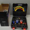 Orion Motor Tech R1234yf AC Vacuum Pump and Gauge Set, 1/3 hp 4 cfm Vacuum Pump Manifold Gauge Kit with Leak Detector 3 Hoses & Adapter for R1234yf, A/C Vacuum Pump Kit for Auto HVAC Systems