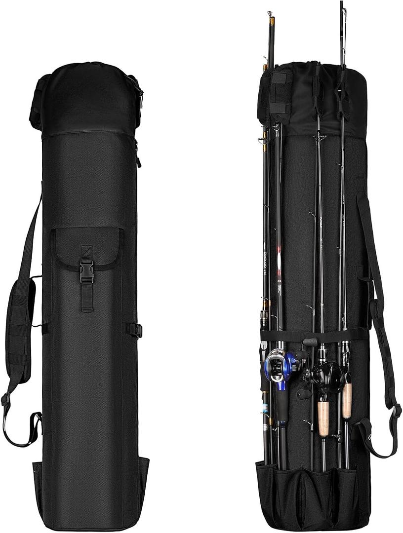 Fishing Rod Bag Fishing Rod Case, Durable Folding Oxford Fabric Portable Large Capacity Waterproof, Fishing Gear for Men