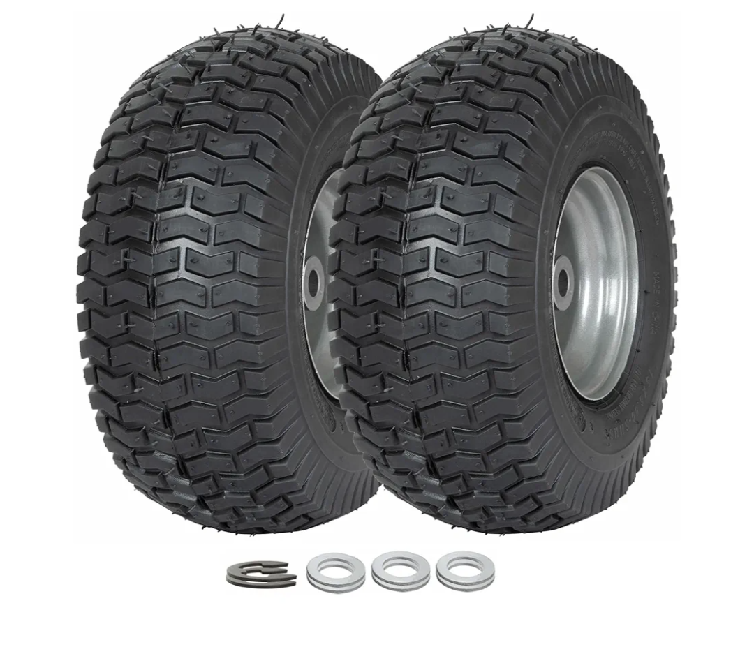 2 Pack) WEIZE 15x6.00-6 Tire and Wheel Assembly, Replacement Riding Lawn Mower Front Tires, Compatible with Craftsman Riding Lawn Mowers, 3" centered Hub, 3/4" Bushing