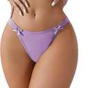 Milumia Women's G String Sexy Thong Bow Decor Low Rise Thongs Underwear Bikini Panties (Medium, Purple)