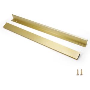 5 Pack 16" (400mm) Overall Length Overall Length Edge Finger Pull, Brushed Brass Aluminium Hidden Furniture Wardrobe Cabinet Drawer Pull Long Concealed Furniture Closet Door Handle, 3699S