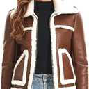 Women's Faux Shearing Moto Jacket Thick Fur Lined Coat Sherpa Leather Jacket