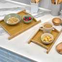 Bam & Boo Natural Bamboo Serving Tray with Handles and Stylized Accents for Kitchen, Bathroom, Décor (9" x 8")