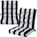 2 Pack High Back Outdoor Chair Cushions Bulk Waterproof Indoor Outdoor Chair Cushion Seat and Back Rocking Chair Cushion Thickened Patio Chair Pad for Indoor and Outdoor (Classic Strip)