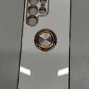 Tnarru Designed for Samsung Galaxy S23 Ultra Case with Ring Stand, Support Magnetic Car Mount Rotating Finger Holder Soft TPU Cover Plating Edge Slim Phone Case for Galaxy S23 Ultra White