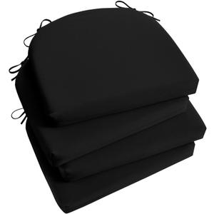 Basic Beyond Outdoor Chair Cushions Set of 4, Outdoor Cushions for Patio Furniture, Water Resistant Patio Chair Cushions with 2 Ties, 17x16x2, Black