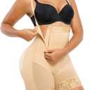 SHAPELLX Tummy Control Shapewear Faja Colombianas Side Zipper Body Shaper Plus Size Postpartum Bodysuit With Butt Lift (Large, B10-dark Beige)