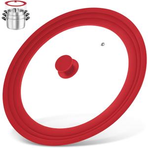 13-14-15 in Universal Lid for Oversized Pots, Pans and Skillets, Extra Large Pot Lid Tempered Glass Lid with Heat-Resistant Silicone Edge, Cookware Lids, Replacement Frying Pan Cover