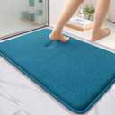 OLANLY Thick Memory Foam Bath Mat Rug 36x24, Extra Soft Absorbent Bathroom Rug, Quick Dry Bath Mat, Non-Slip, Machine Washable Carpet for Bathroom, Tub and Shower, Home Decor Accessories, Peacock Blue