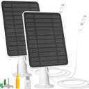 Solar Panel Charger Compatible with Reolink Argus 2E/Eco Ultra/Go PT Plus/Go Plus/Argus 3 Pro/Argus PT, 5W Solar Panels for Reolink Battery Camera, IP65 Waterproof 10ft Cable Secure Wall Mount, 2 Pack