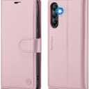FLIPALM for Samsung Galaxy A14 5G Wallet Case with RFID Blocking Credit Card Holder, PU Leather Folio Flip Kickstand Protective Shockproof Cover Women Men for Samsung A14 Phone case(Rose Gold)