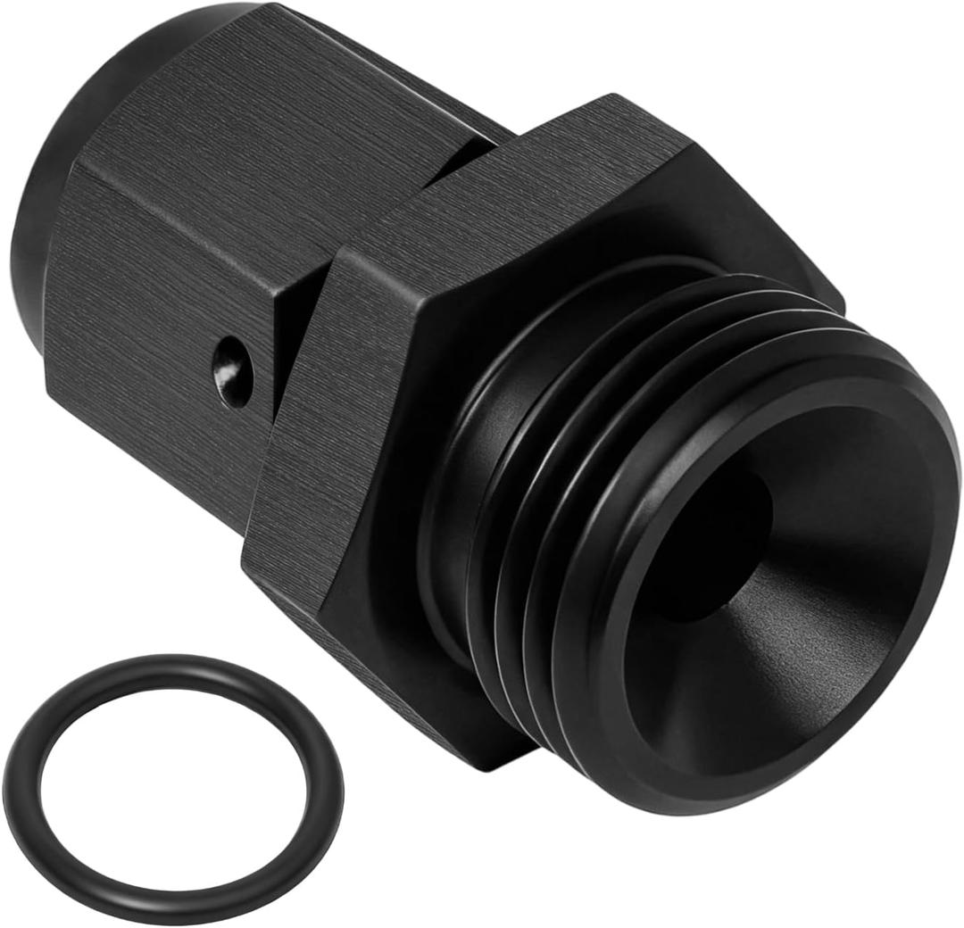 6AN Female Flare Swivel to 8AN ORB Male, Straight Fuel Rail Fitting Adapter, Aluminum Black 6AN to 8AN Adapter, Include 8AN ORB Male O-ring