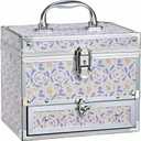 Hododou Girls Jewelry Box Organizer with Drawer & Mirror, Shiny Pink Style Lockable Storage Case for Kid or Little Girls Jewelry and Hair Accessories Lilac