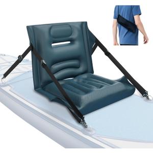 Inflatable Paddle Board Seat with Back Support [Lightweight, Anti-Slip] Sit-on-Top Kayak Accessories, Universal Boat Seats Cushion Fit for Canoe/SUP/Fishing Boat with Storage Bag, Built-in Pump