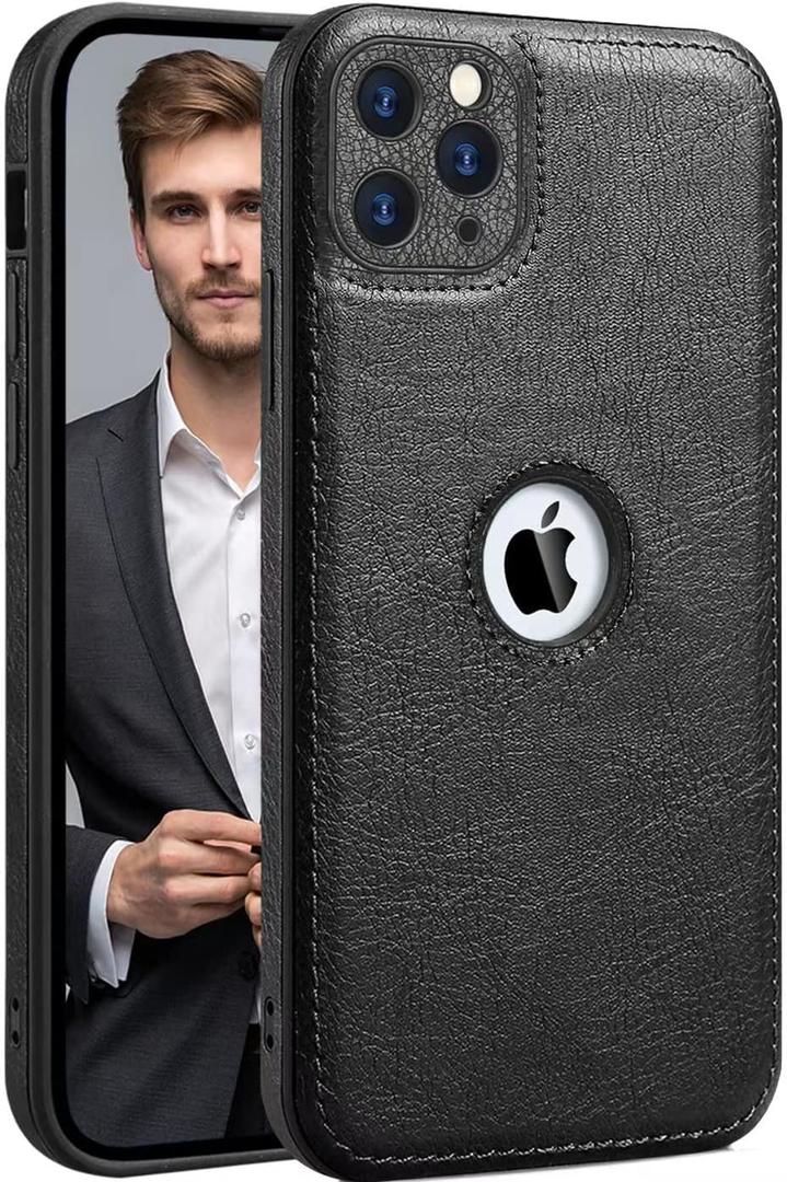 PU Leather Case for iPhone 11 Pro,Full Camera Lens Protection Cover,PU Leather Slim Luxury Business Non-Slip Grip Rugged Shockproof Full Body Protective Case for iPhone 11 Pro (Black)