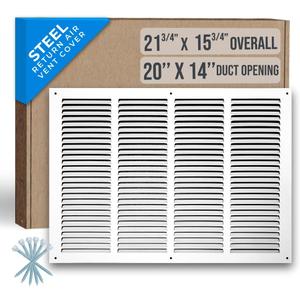 Fits 20x14 Duct Opening | Steel Return Air Grille by Handua | Vent Cover Grill for Sidewall and Ceiling | White | HVAC Cold Air Intake Grille | Outer Dimensions: 21.75"W X 15.75"