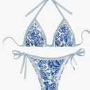 Women's Floral Printed Bathing Suit Halter Paisley Summer Swimsuit Bikinis Set Large