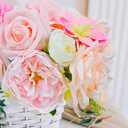 Artificial Peonies Flowers, Pink Cake Flowers Fake Silk Roses with Stems Faux Tulip Wedding Bridal Bouquets for Table Centerpieces Floral Arrangement Arch Home Decoration