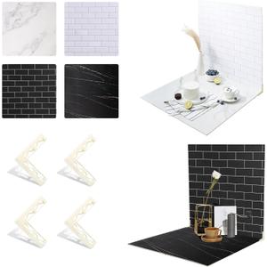 2-Sided 2 PCS Photo Backdrop Boards, Subway Tile Flat Lay Food Photography Background Board, Durable Waterproof Product Food Photography, 24x24 Inch, BEIYANG (DOUBLE-MARBLE CEMENT)