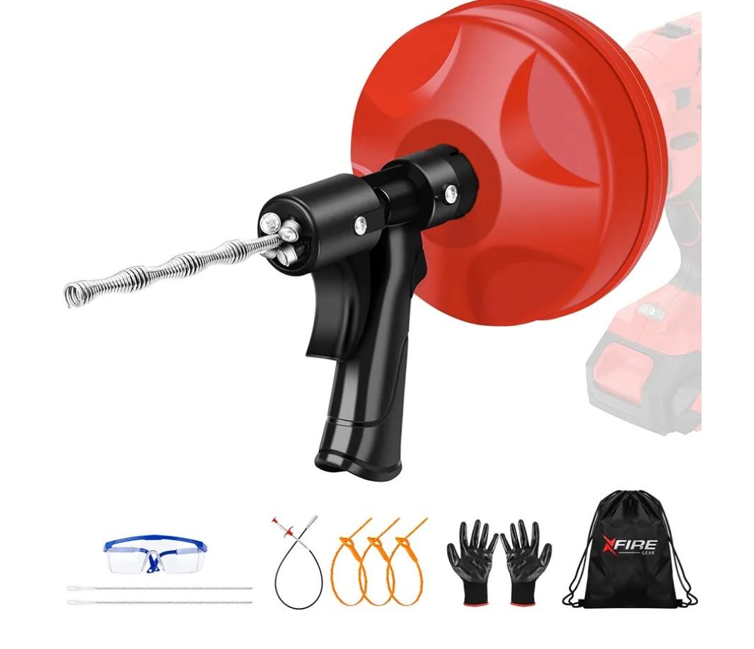 35 FT Drain Snake 2.0 with Double Mode, 10In1 Drain Auger for Sink and Drain Unblocking, Plumbing Snake for Real DYIs (Frosted Red)