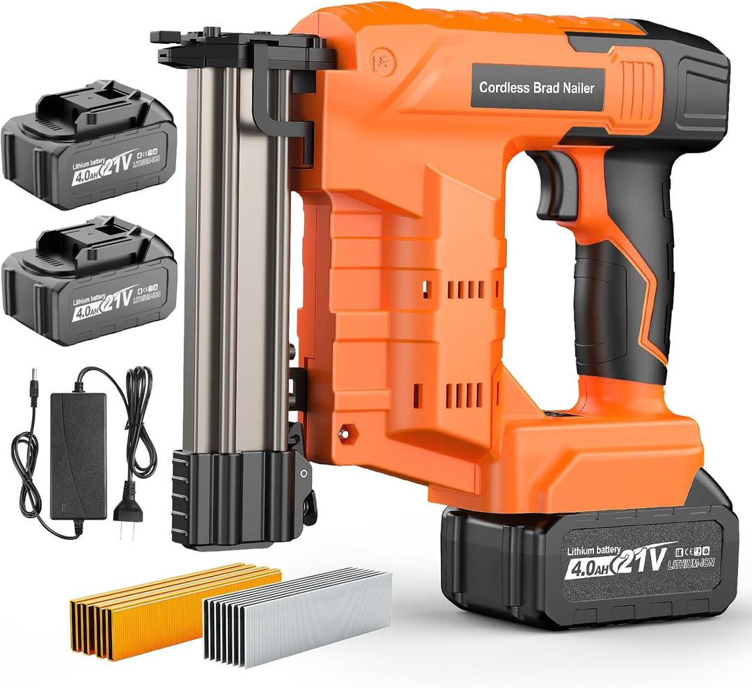 Nail Gun Cordless with Battery 4.0Ah2, 2-in-1 18 Gauge Brad Nailer & Stapler, Dual Mode Electric Nailer with 1600 Nails and Staples for Woodworking, Home Repairs & DIY