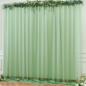 10x10ft Olive Green Tulle Backdrop Curtain for Parites, Sheer Backdrop Curtains for Wedding Baby Shower Birthday Party Photo Shoot Decorations (10ft x 10ft(2 Panels 5*10ft))