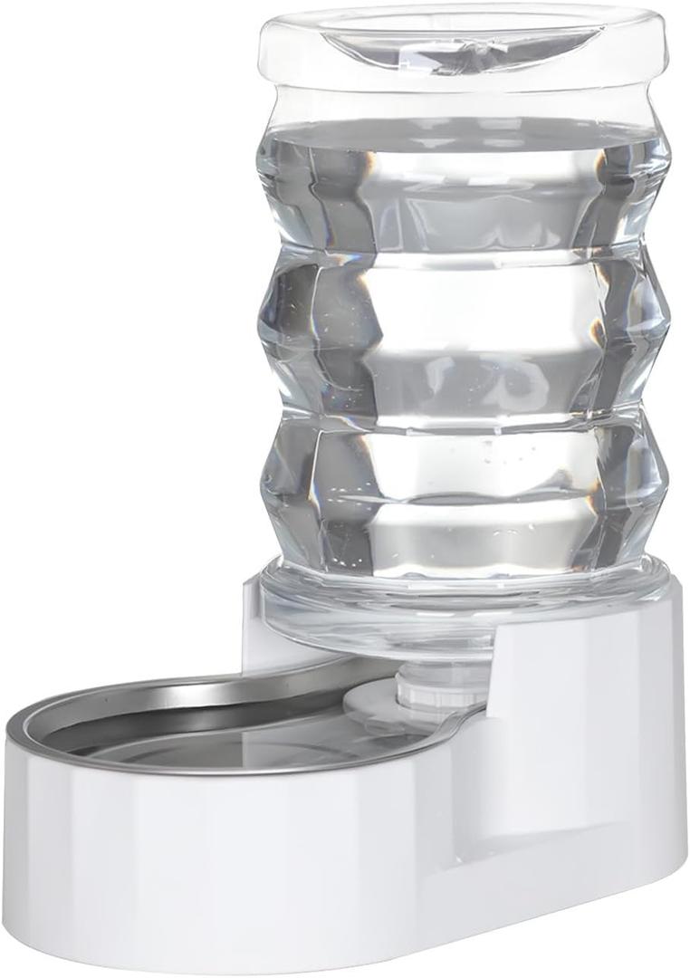 Sfozstra Dog Water Bowl Dispenser: 6L White Lagre Stainless Steel - BPA-Free - Automatic Gravity Pet Water Dispenser for Busy Owners