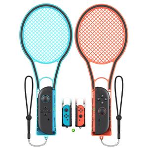 FYOUNG Tennis Racket for Nintendo Switch 2 Joy Cons, Hand Grips Compatible with Switch 2/OLED/Switch 1 Handle Grip Holder for Mario Tennis Aces Sports Game Accessories with Hand Staps-2 Packs