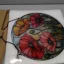Poppy Flower Stained Glass Window Hanging Suncatcher Gifts for Women 15"