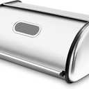 wondihao Stainless Steel Bread Box for Kitchen Countertop, Extra Thick Sturdy Bread Storage Container Large Bread Keeper Roll Up Style， Capacity Bread Keeper, 17 x 11 x 7.5 Inches