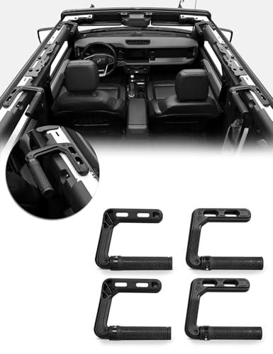 JROAD Bronco Aluminum Grab Handles Roll Bar Non-Slip Grip HandlesCompatible with Ford Bronco 2021-2025 Front or Rear Seat 4 Door Soft/Hard Top,Bronco Raptor Interior Accessories （4PCS/Black）