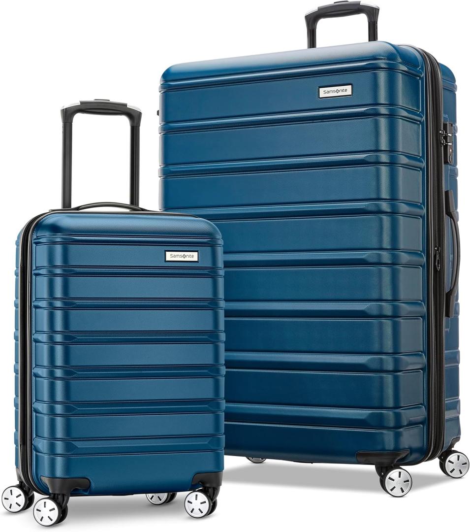 Samsonite Omni 2 Hardside 2 Piece Set - Includes Carry-On & Large Checked Luggage - 360° Dual Spinner Wheels - Integrated TSA Lock & Expansion  - Lagoon Blue