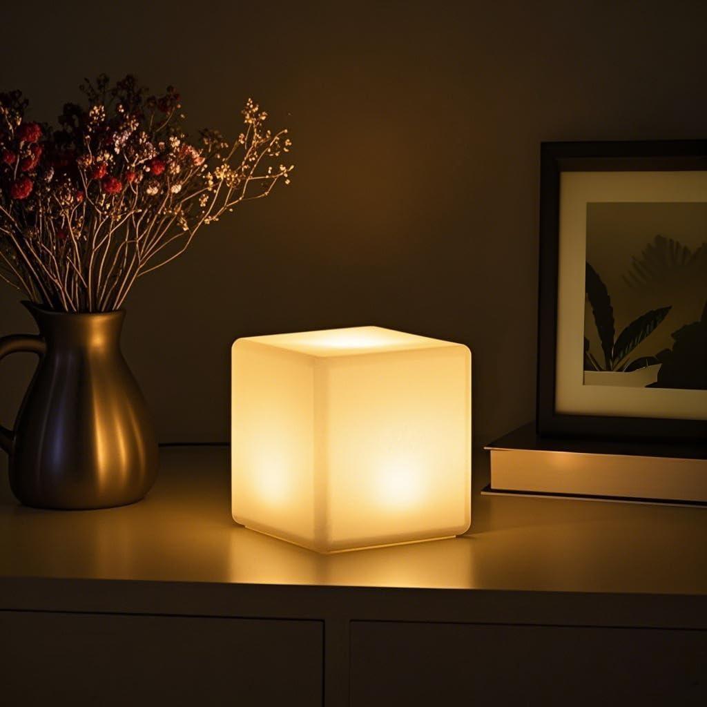 6 inch Rechargeable LED Cube Light, 16 Colors Changing Tesseract Light Cubes w/Remote, Dimmable Cosmic LED Cube Mood Lamp, Waterproof Bedside Lamp Night Lights for Kids Nursery Home Party