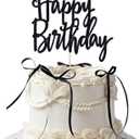 6 x Coquette birthday decorations With Happy birthday cake topper black bows for cake bow decorations