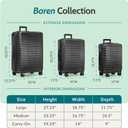 U.S. Traveler Boren Expandable Hardside Rugged Travel Luggage with 8 Spinner Wheels, Black, 2-Piece Set, 2-Piece Set, USB Port in Carry-On