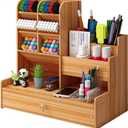 Marbrasse Upgraded Wooden Pencil Holder, Pen Organizer for Desk, Easy Assembly, Art Supply Organizer, Desktop Stationary (Cherry)