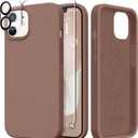 GONEZ Magnetic for iPhone 12 Case / 12 Pro Case, Compatible with MagSafe, [Screen Protector + Camera Lens Protector], Silicone Shockproof Anti-Scratch Protective Phone Case 6.1 inch, Brown