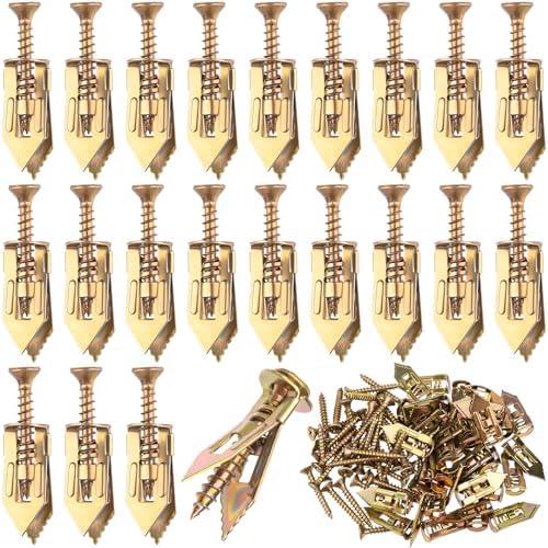 PAGOW 160 Pcs Self-Drilling Anchors, 2024 Upgraded Ancors and Screws for Heavy Duty, Metal Screw Anchors Kit, No Drill and Holes in Wall (40 Pcs Steel Anchors 0.47"x1.1" + 40 Pcs Zinc Screws)