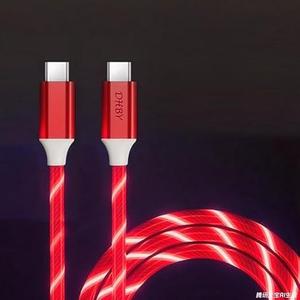 USB Type C to Type C PD Fast Charging Cable Phone Charger High Data Speed Visible Light Up Purple Current Flowing for All USB C Device-39Inches Red